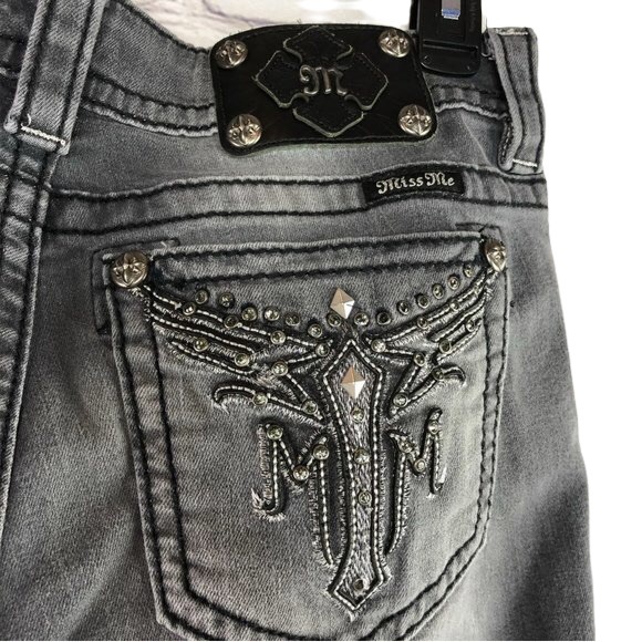 Miss Me Denim - Miss Me distressed faded black/gray skinny jeans